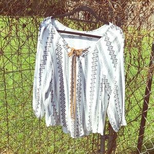 Quarter length blouse.